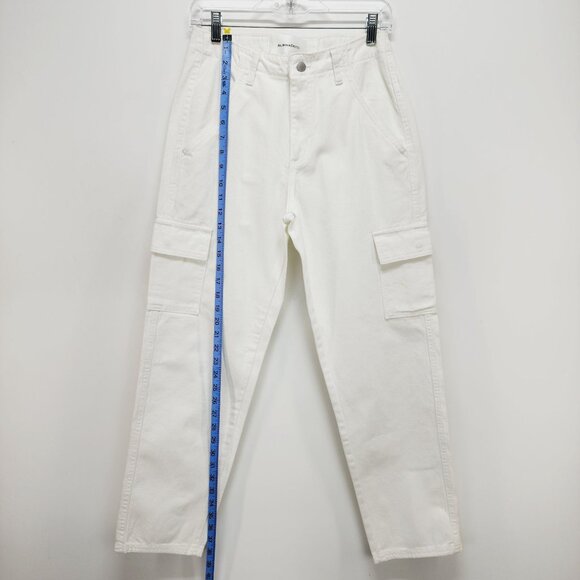 Albina Dotti cargo jeans Womens 2/R White  With Green Back Pockets - Picture 4 of 12